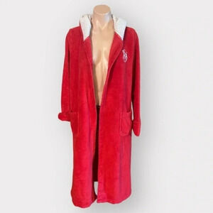 Victoria’s Secret Vintage Red Fleece XS Oversized Robe No Waist Tie